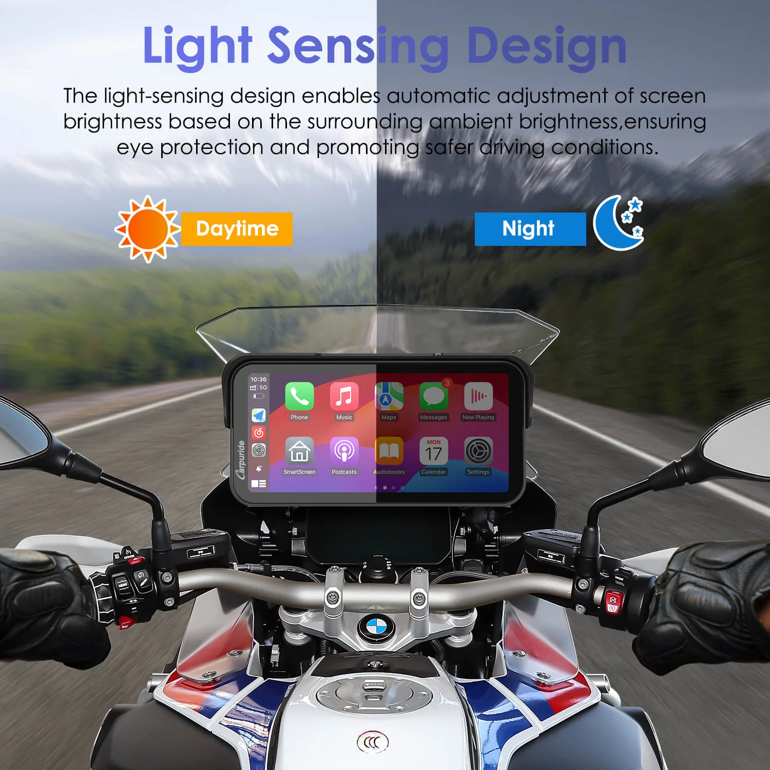Carpuride W603B Wireless Portable Motorcycle Stereo Compatible Navigation Bracket - Image 6