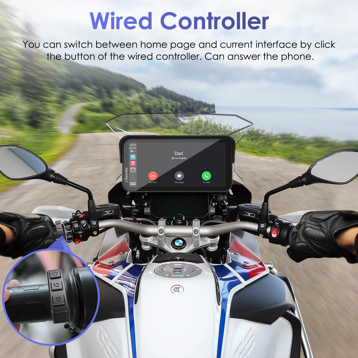 Carpuride W603B Wireless Portable Motorcycle Stereo Compatible Navigation Bracket - Image 7