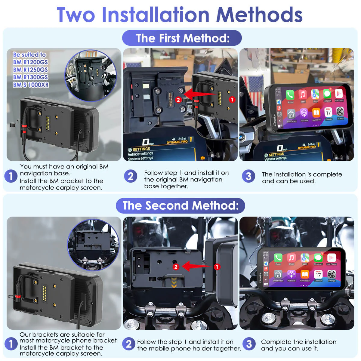 Carpuride W603B Wireless Portable Motorcycle Stereo Compatible Navigation Bracket - Image 9
