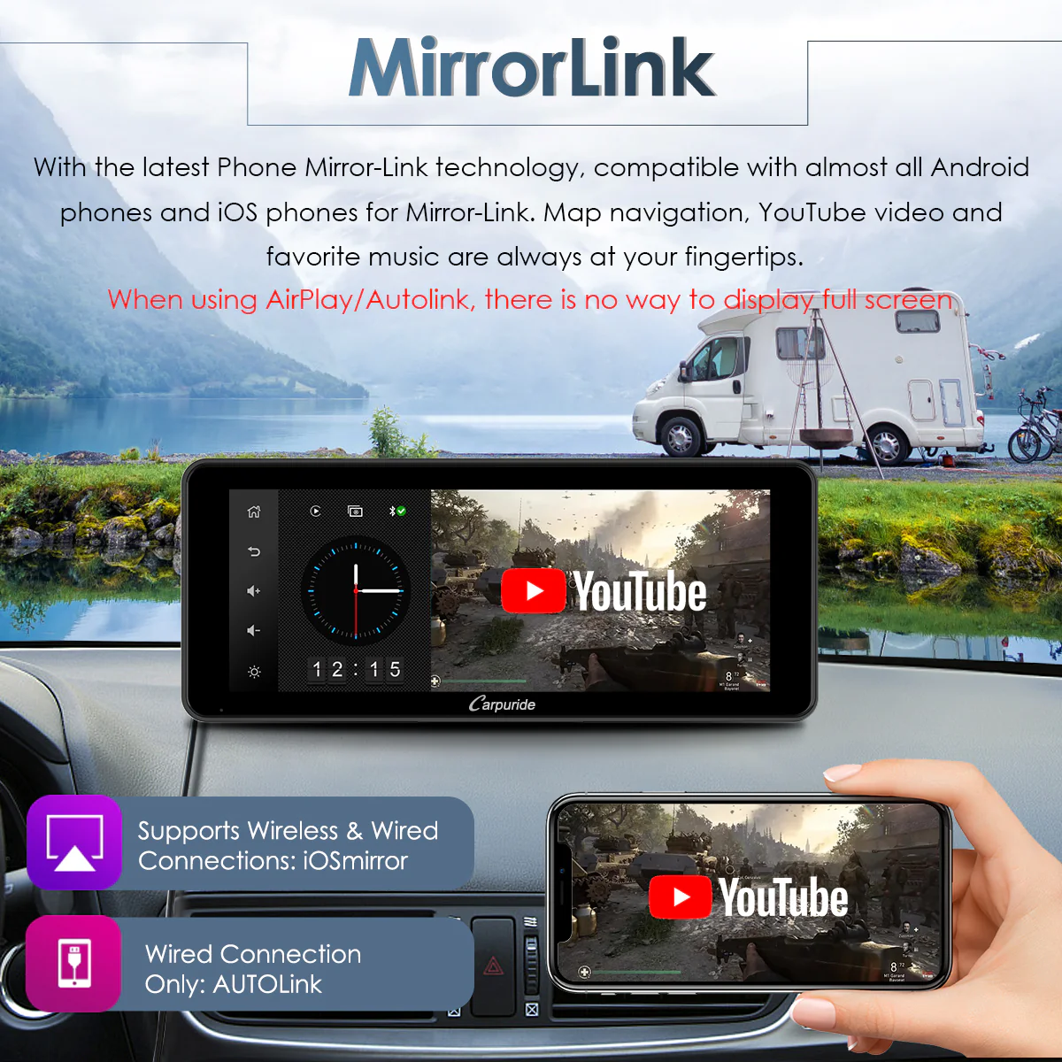 CARPURIDE W609 Portable Smart Multimedia Dashboard Console - Image 8