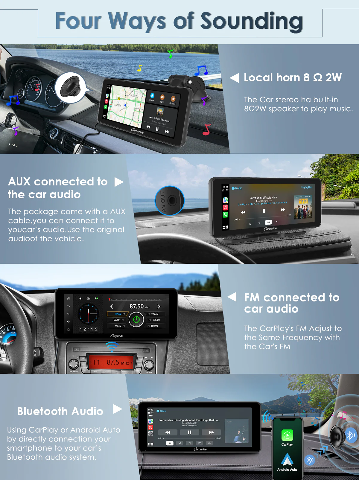 CARPURIDE W609 Portable Smart Multimedia Dashboard Console - Image 9