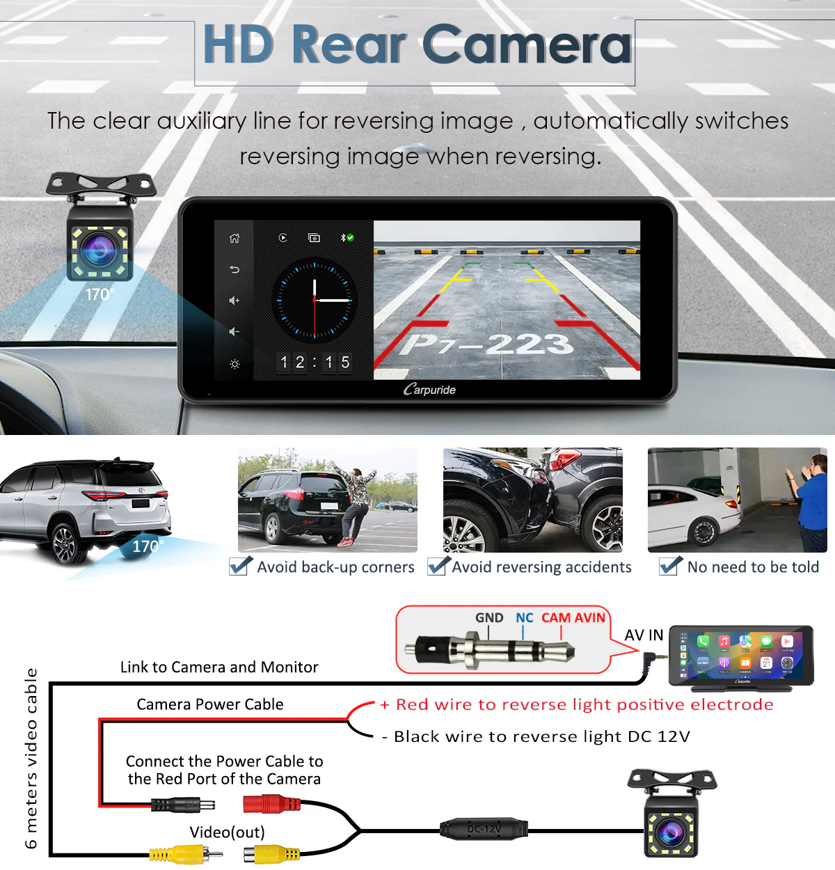 CARPURIDE W609 Portable Smart Multimedia Dashboard Console With Backup Camera - Image 11