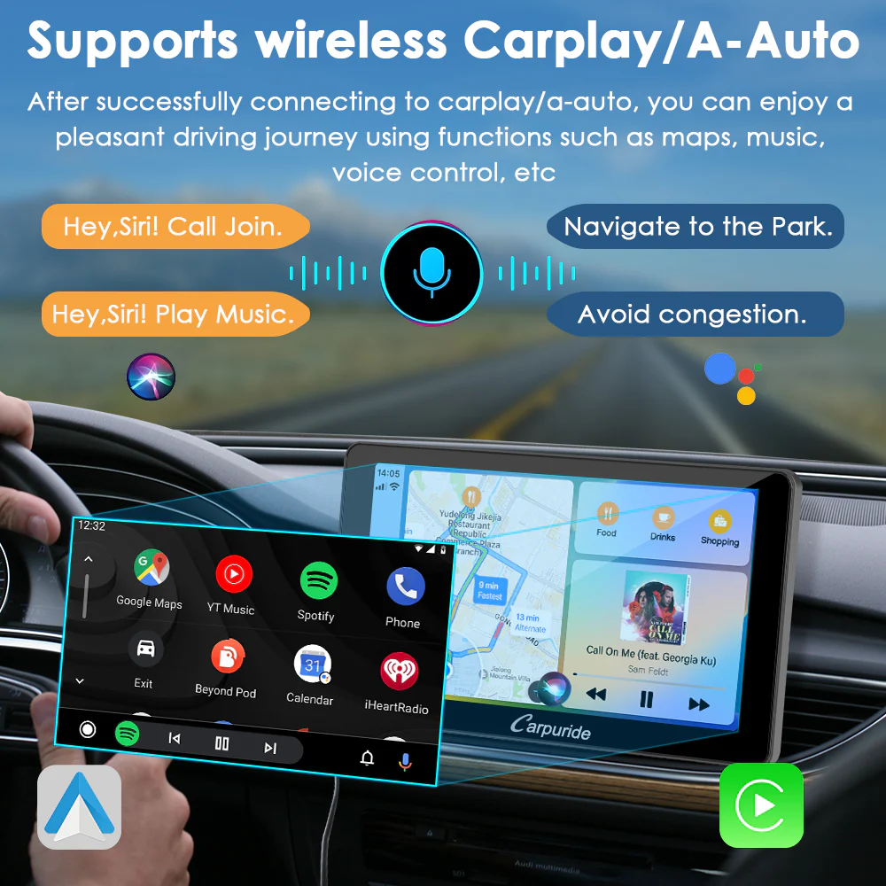 CARPURIDE W701 Plus Portable Wireless Car Stereo, Support Install Apps - Image 3
