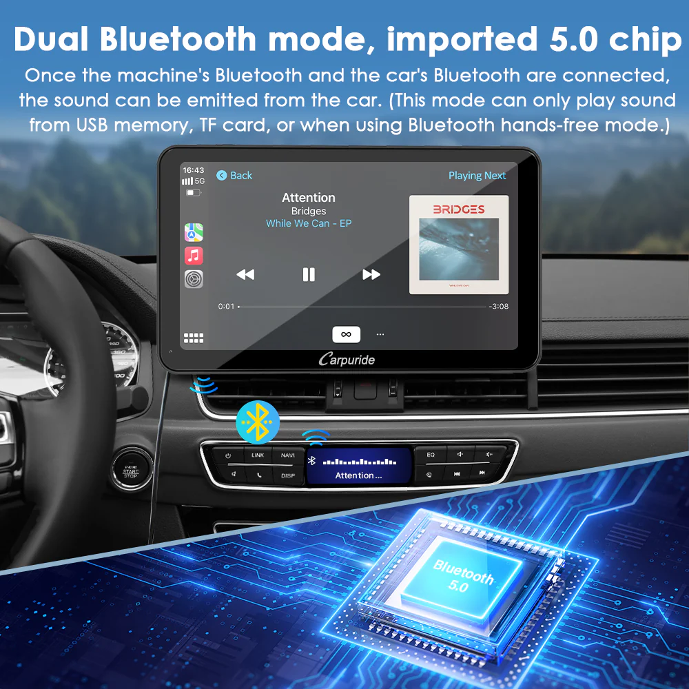 CARPURIDE W701 Plus Portable Wireless Car Stereo, Support Install Apps - Image 5