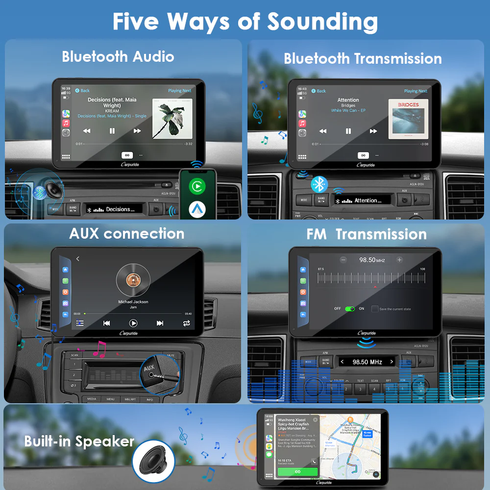 CARPURIDE W701 Plus Portable Wireless Car Stereo, Support Install Apps - Image 6