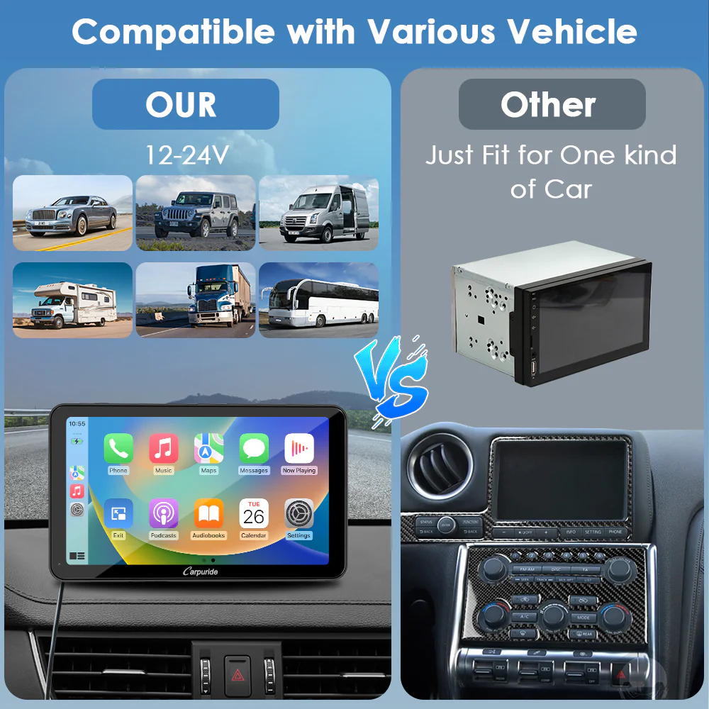 CARPURIDE W701 Plus Portable Wireless Car Stereo with Backup Camera, Support Install Apps - Image 10