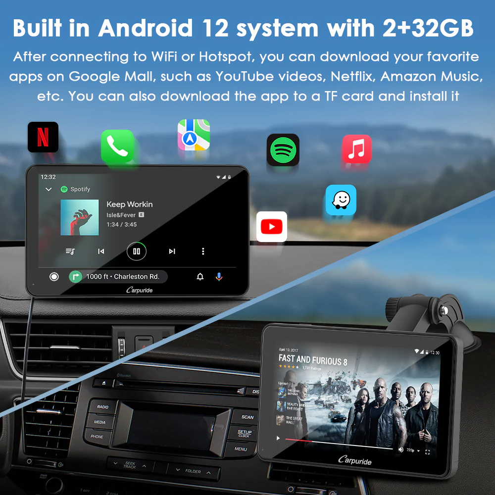 CARPURIDE W701 Plus Portable Wireless Car Stereo with Backup Camera, Support Install Apps - Image 4