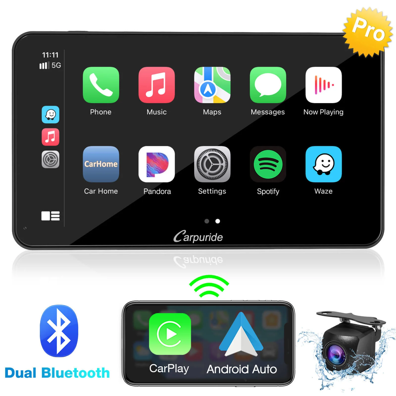 CARPURIDE W701 Pro Portable Smart Multimedia Dual Bluetooth Dashboard Console - Image 13