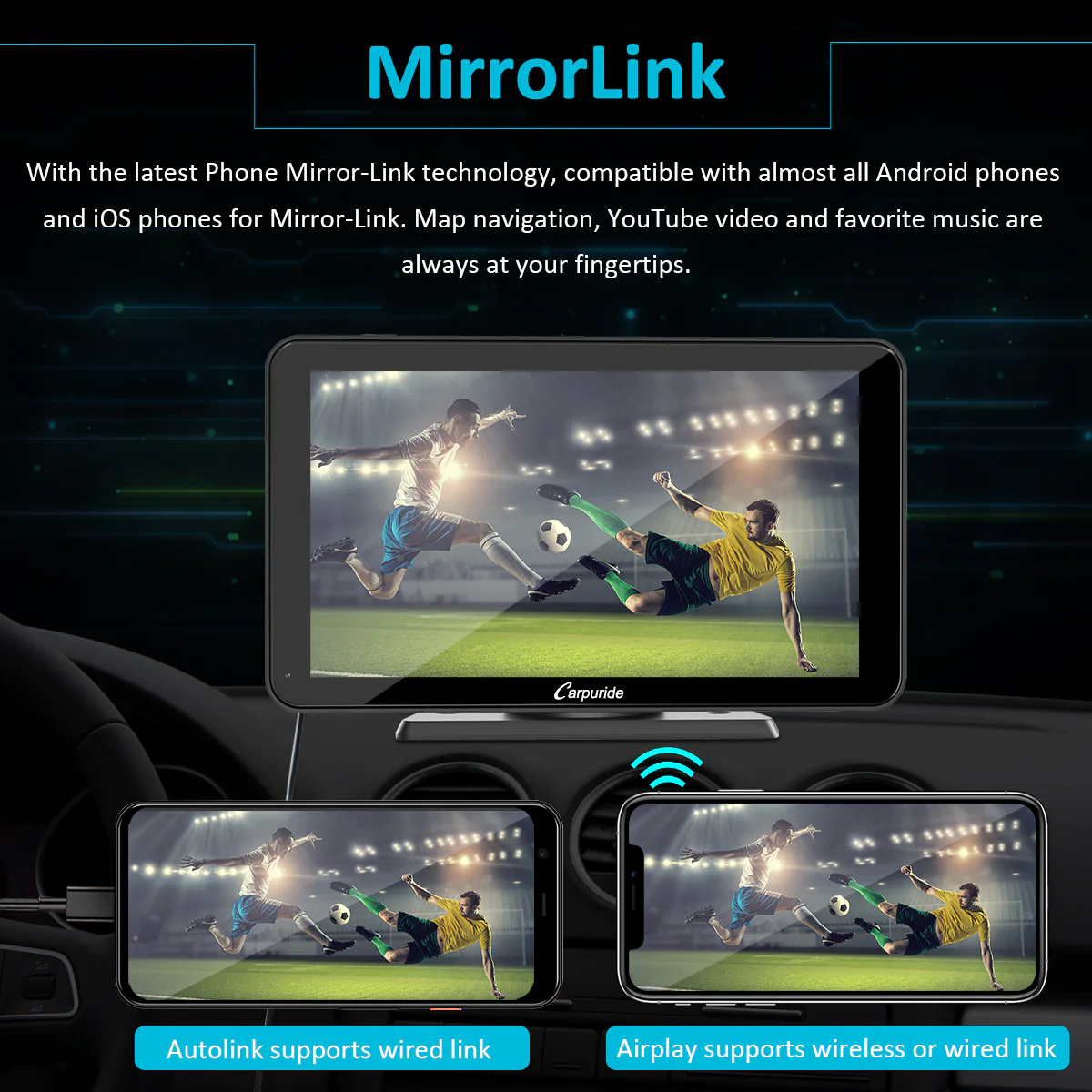 CARPURIDE W701 Pro Portable Smart Multimedia Dual Bluetooth Dashboard Console - Image 9