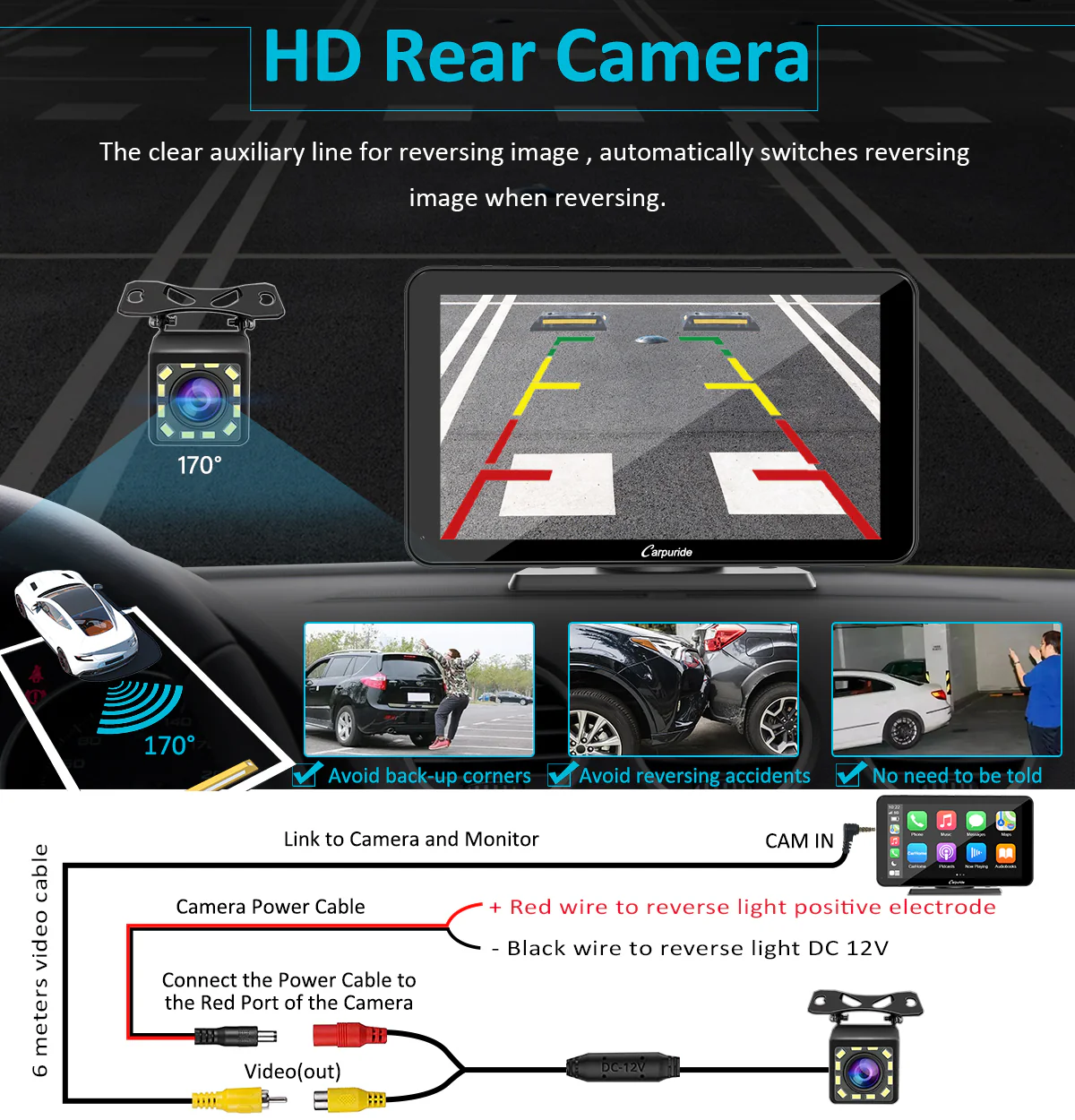 CARPURIDE W701 Pro Portable Smart Multimedia Dual Bluetooth Dashboard Console With Backup Camera - Image 9