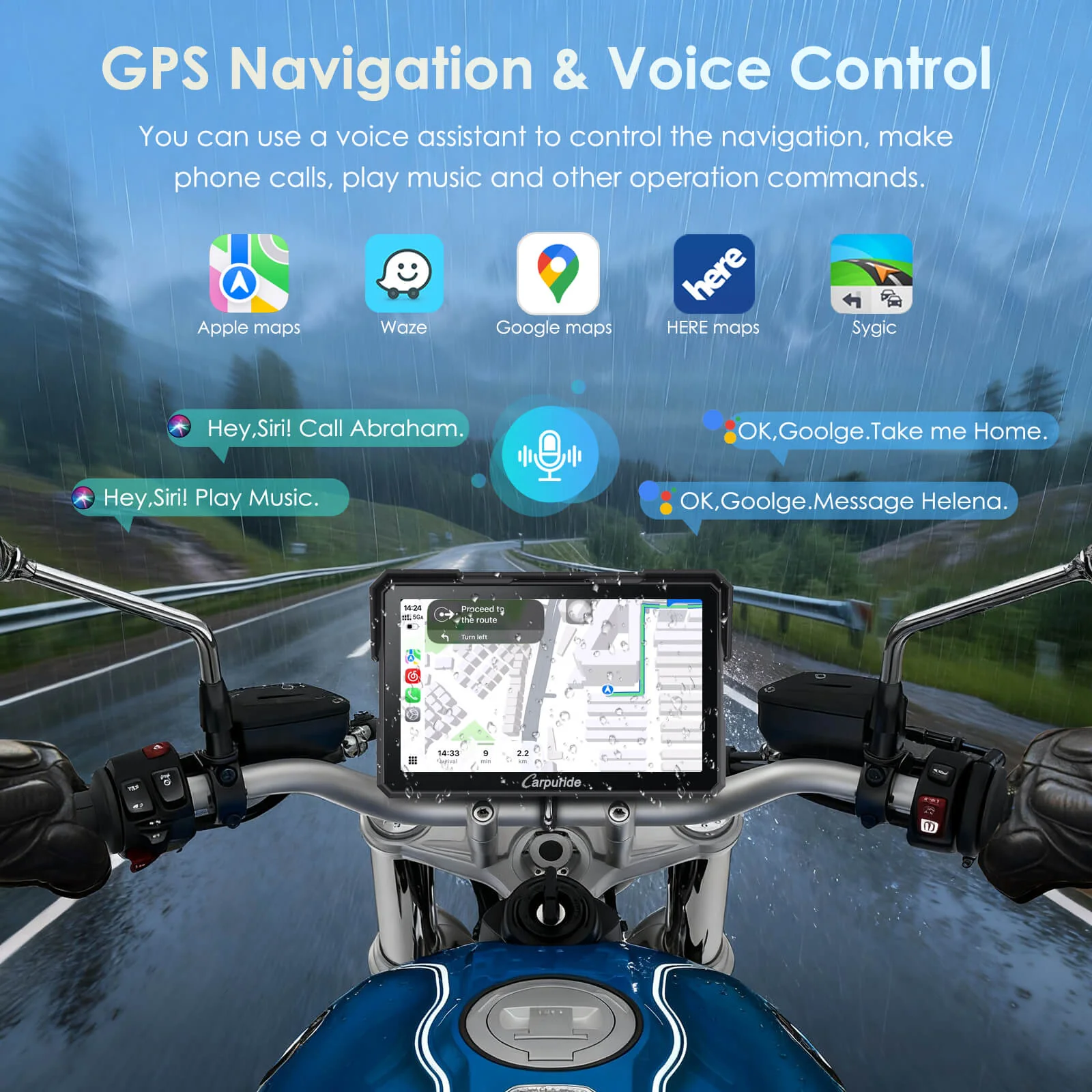 Carpuride W702 Plus Wireless Portable Motorcycle Stereo - Install Apps, Built-in GPS & Dual Cameras - Image 6