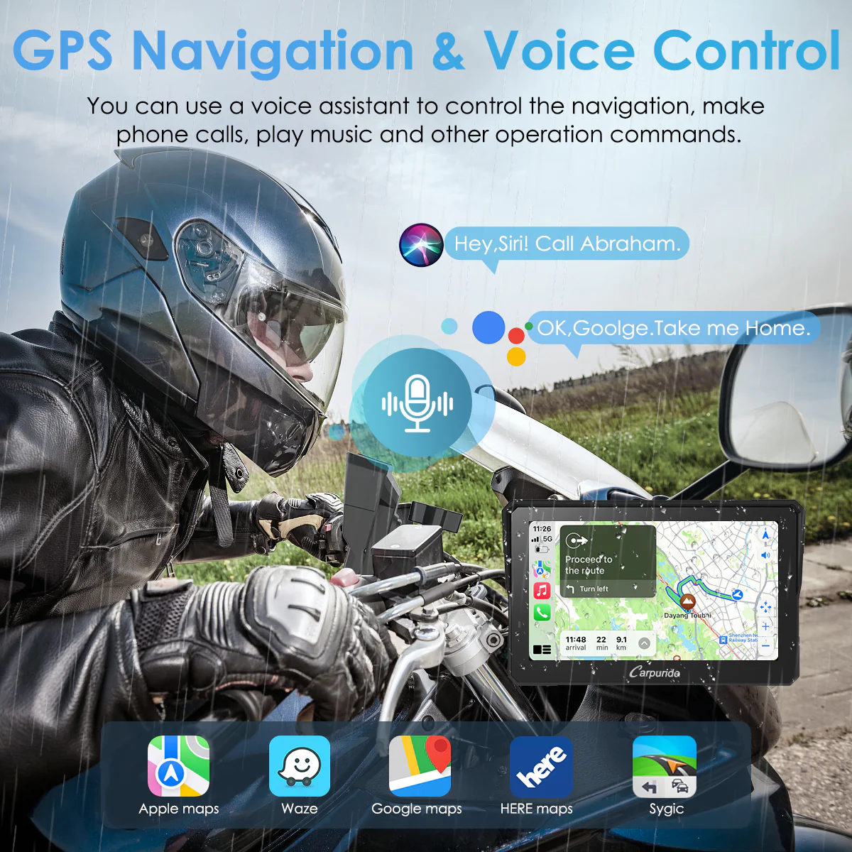 Carpuride W502 Pro / W702 Pro Wireless Motorcycle Stereo with Optional TPMS | Dual Bluetooth Intercom, Compass & Barometer - Image 4