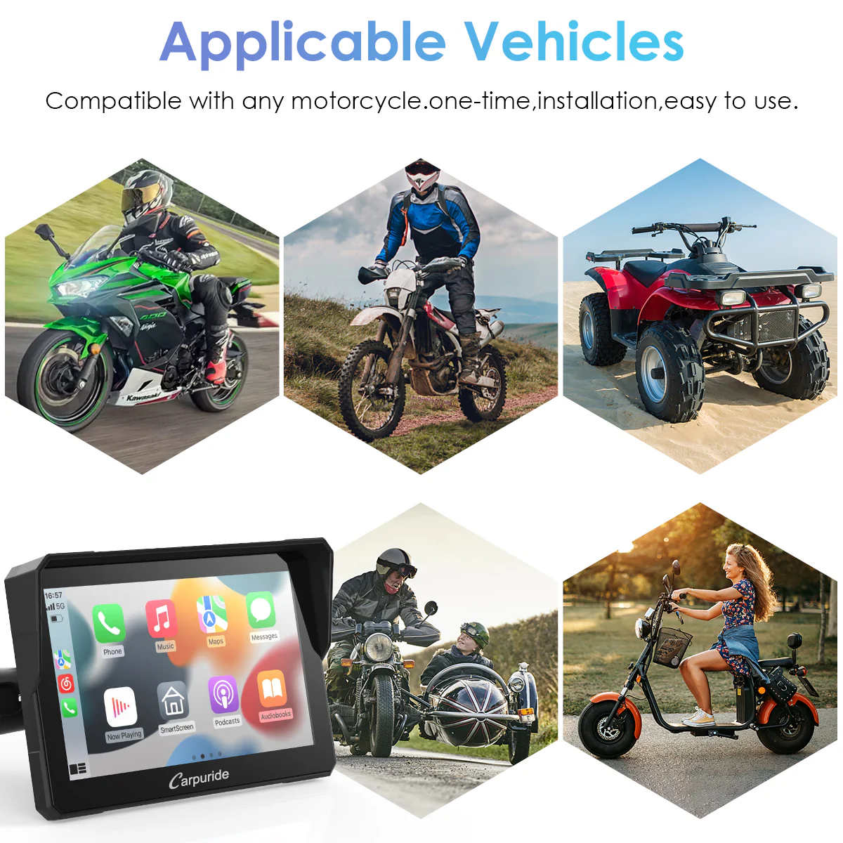 Carpuride W702/ W502 Wireless Portable Dual Bluetooth Waterproof IP67 Motorcycle Stereo - Image 11