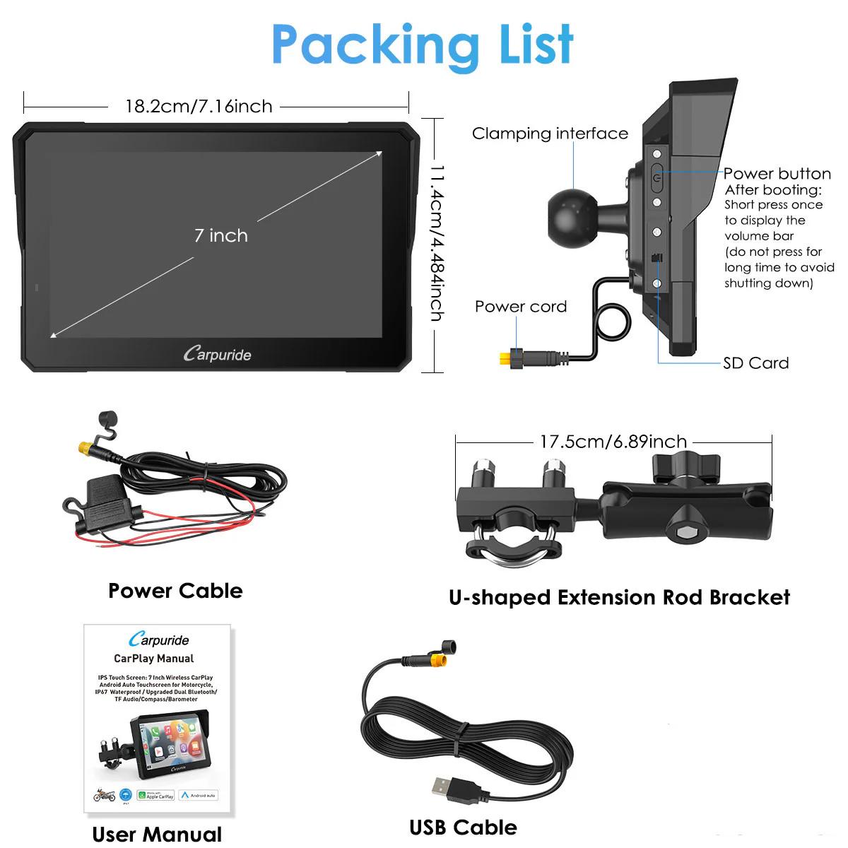 Carpuride W702/ W502 Wireless Portable Dual Bluetooth Waterproof IP67 Motorcycle Stereo - Image 12