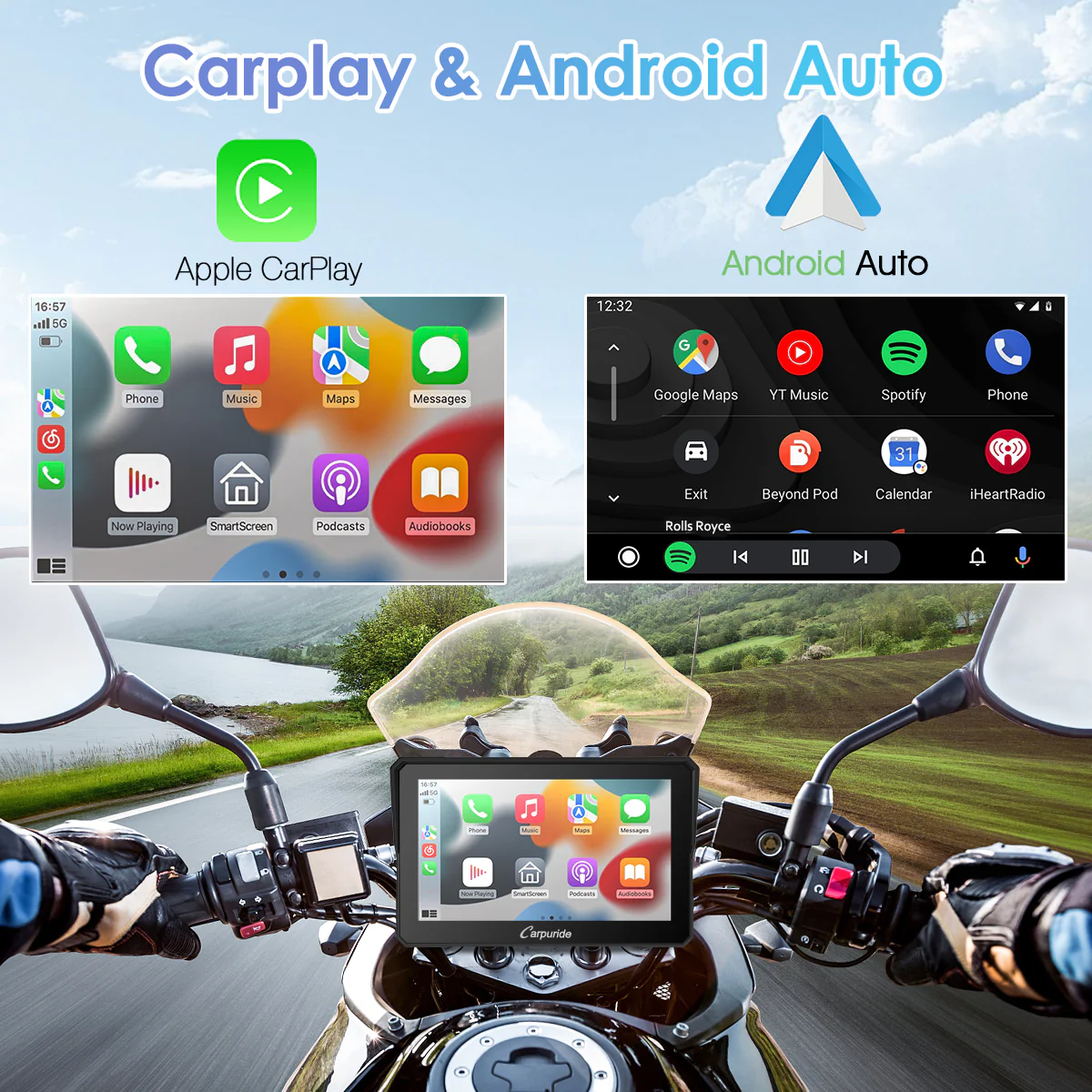 Carpuride W702/ W502 Wireless Portable Dual Bluetooth Waterproof IP67 Motorcycle Stereo - Image 3