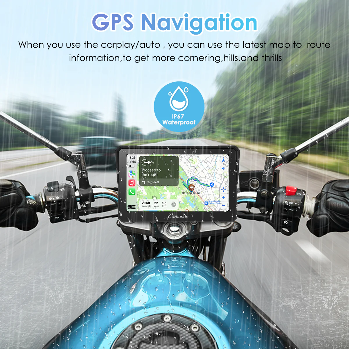 Carpuride W702/ W502 Wireless Portable Dual Bluetooth Waterproof IP67 Motorcycle Stereo - Image 4