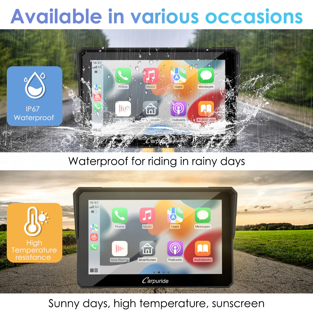Carpuride W702/ W502 Wireless Portable Dual Bluetooth Waterproof IP67 Motorcycle Stereo - Image 5