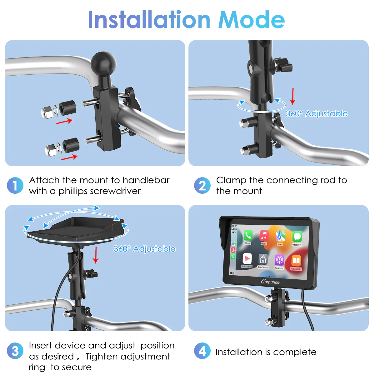 Carpuride W702/ W502 Wireless Portable Dual Bluetooth Waterproof IP67 Motorcycle Stereo - Image 9
