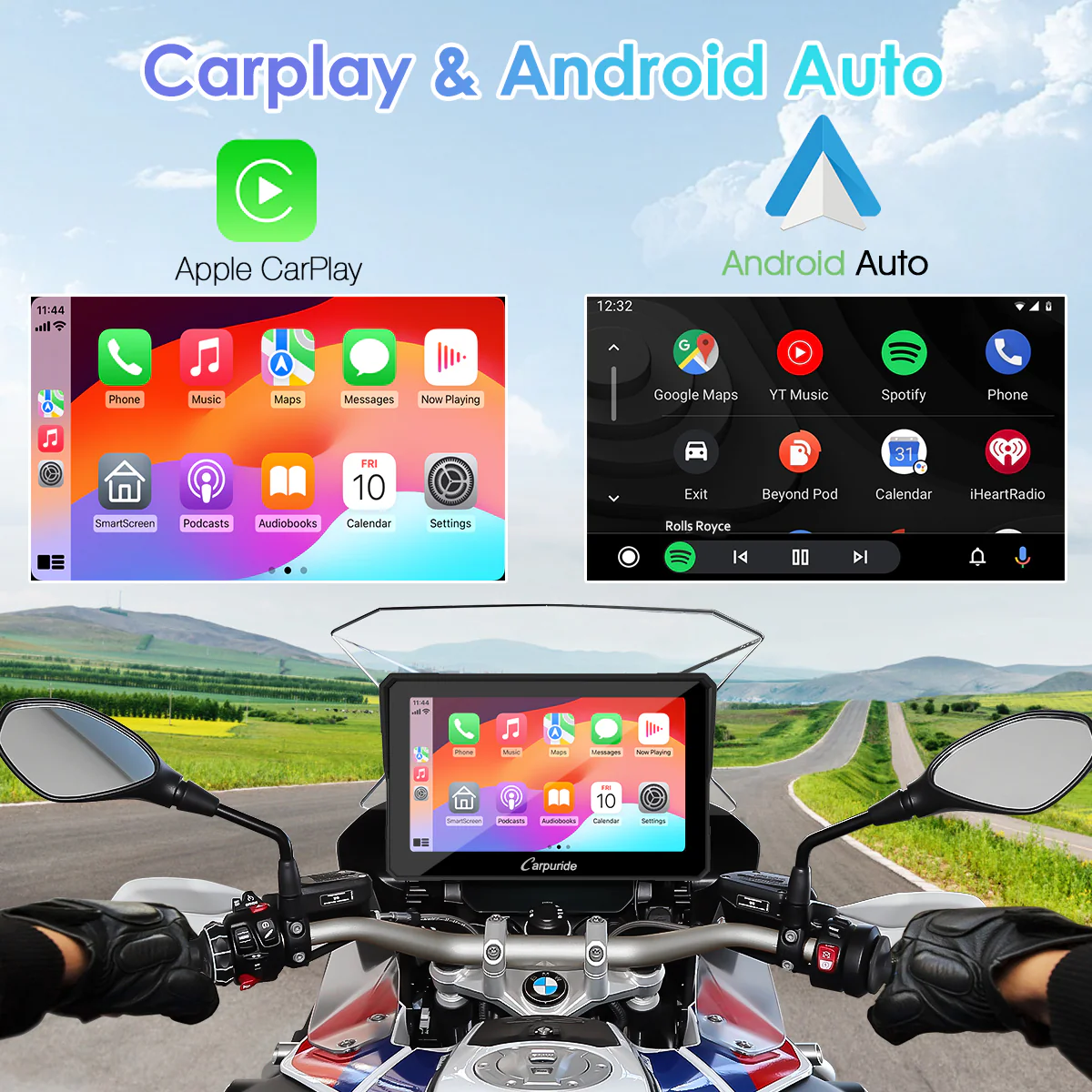 Carpuride W702B/W502B Wireless Portable Motorcycle Stereo Compatible Navigation Bracket - Image 4