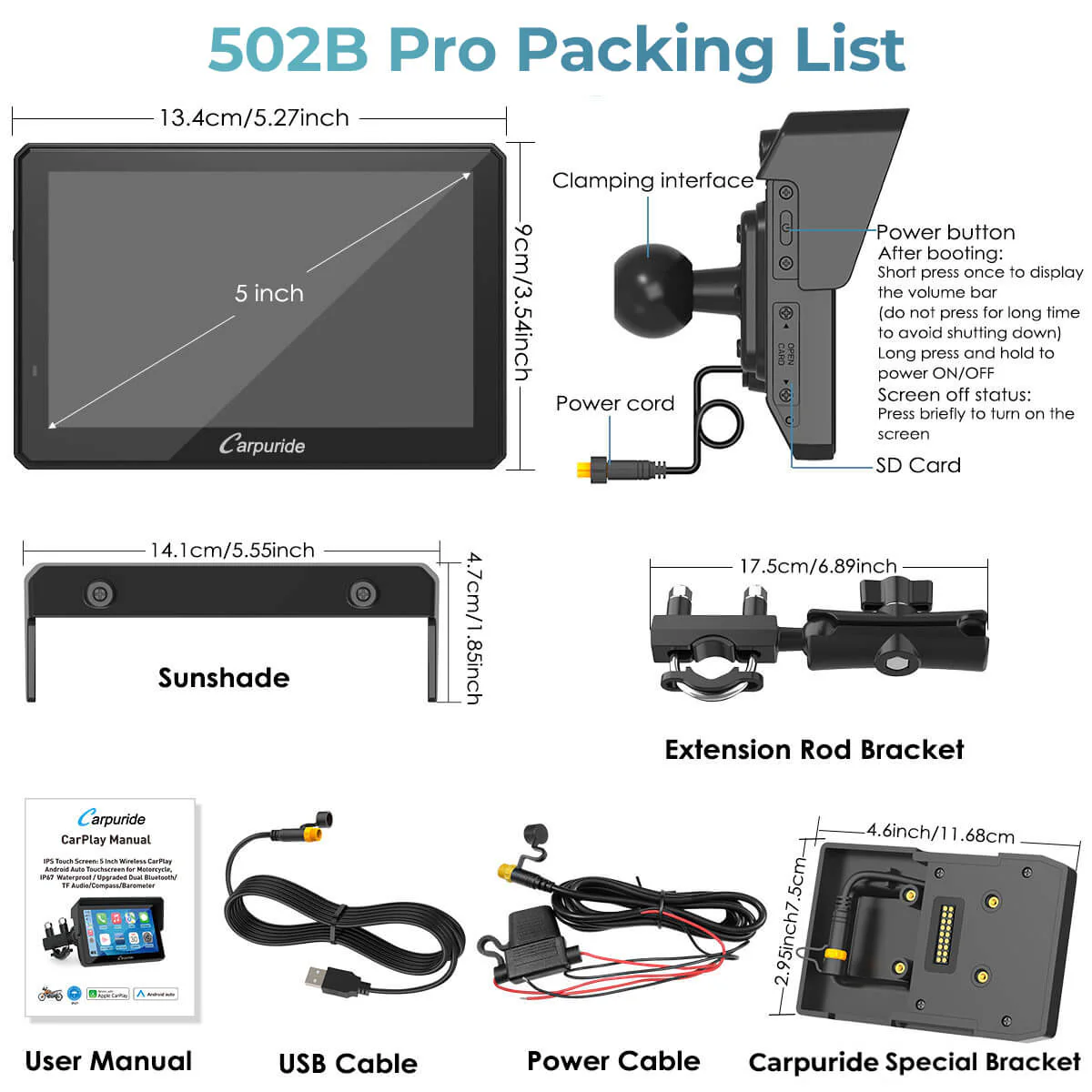Carpuride W702B Pro/W502B Pro for BMW Motorcycles | Waterproof Stereo with Intercom, Compass & Barometer - Image 14