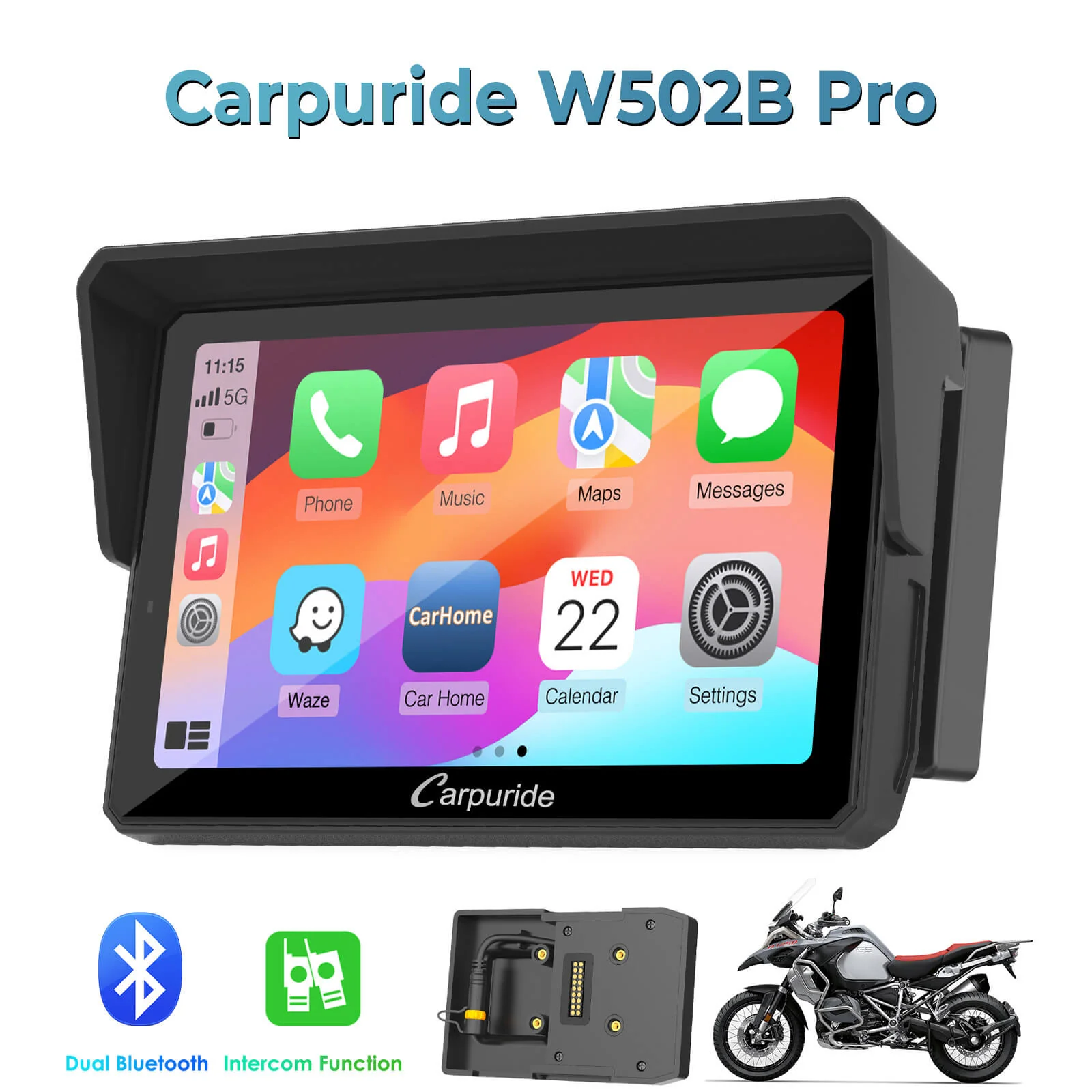 Carpuride W702B Pro/W502B Pro for BMW Motorcycles | Waterproof Stereo with Intercom, Compass & Barometer - Image 15