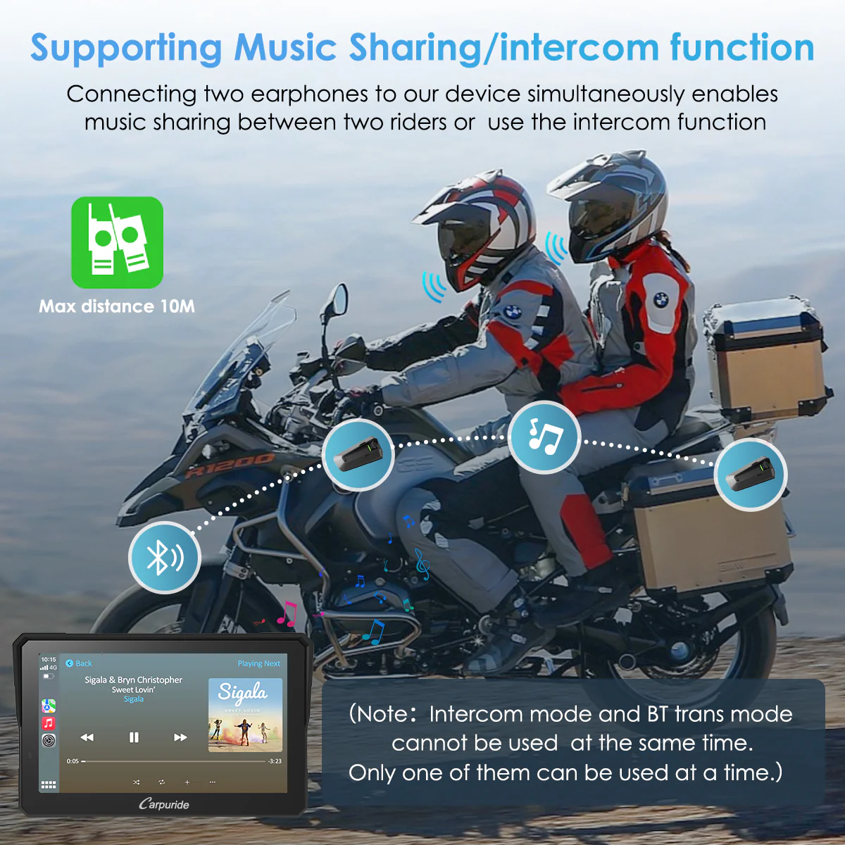 Carpuride W702B Pro/W502B Pro for BMW Motorcycles | Waterproof Stereo with Intercom, Compass & Barometer - Image 6