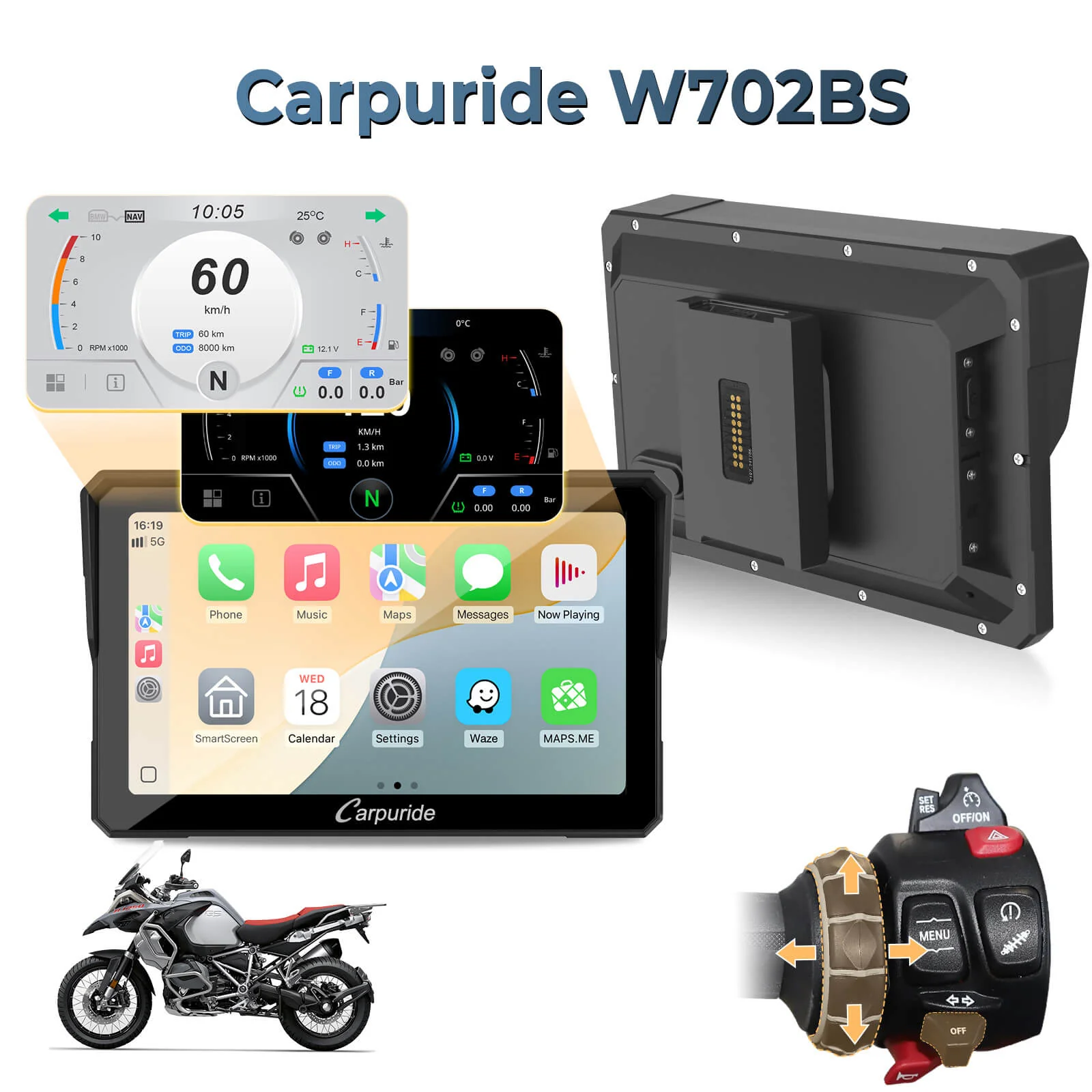 Carpuride W702BS/W502BS - BMW Motorcycle CarPlay with OEM Controller Integration - Image 11