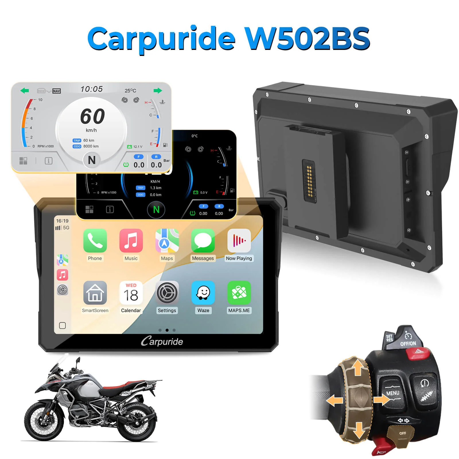 Carpuride W702BS/W502BS - BMW Motorcycle CarPlay with OEM Controller Integration - Image 12
