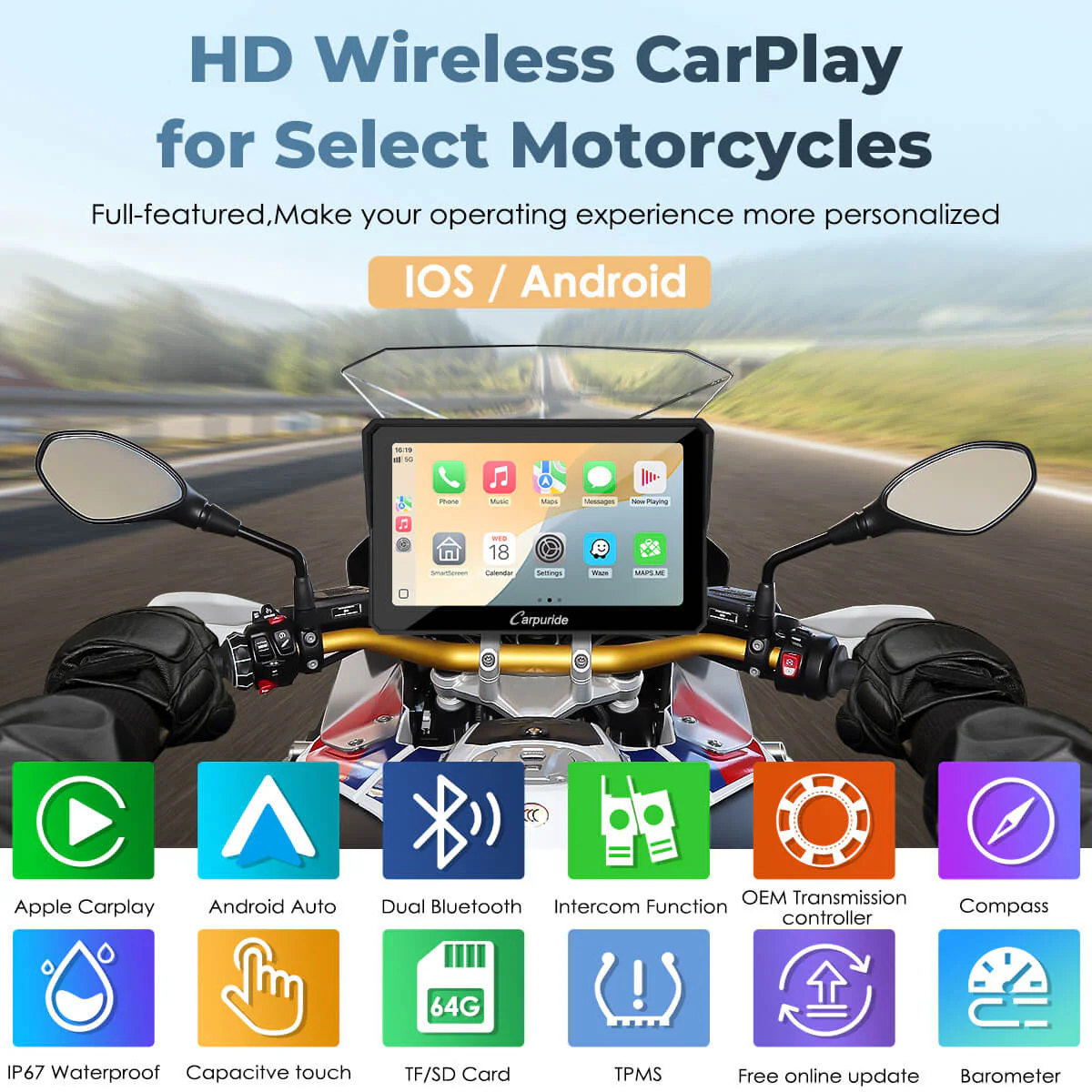 Carpuride W702BS/W502BS - BMW Motorcycle CarPlay with OEM Controller Integration - Image 3