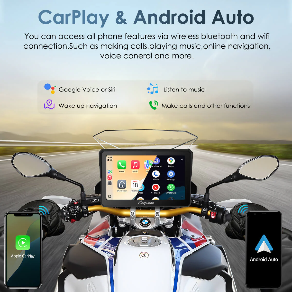 Carpuride W702BS/W502BS - BMW Motorcycle CarPlay with OEM Controller Integration - Image 4