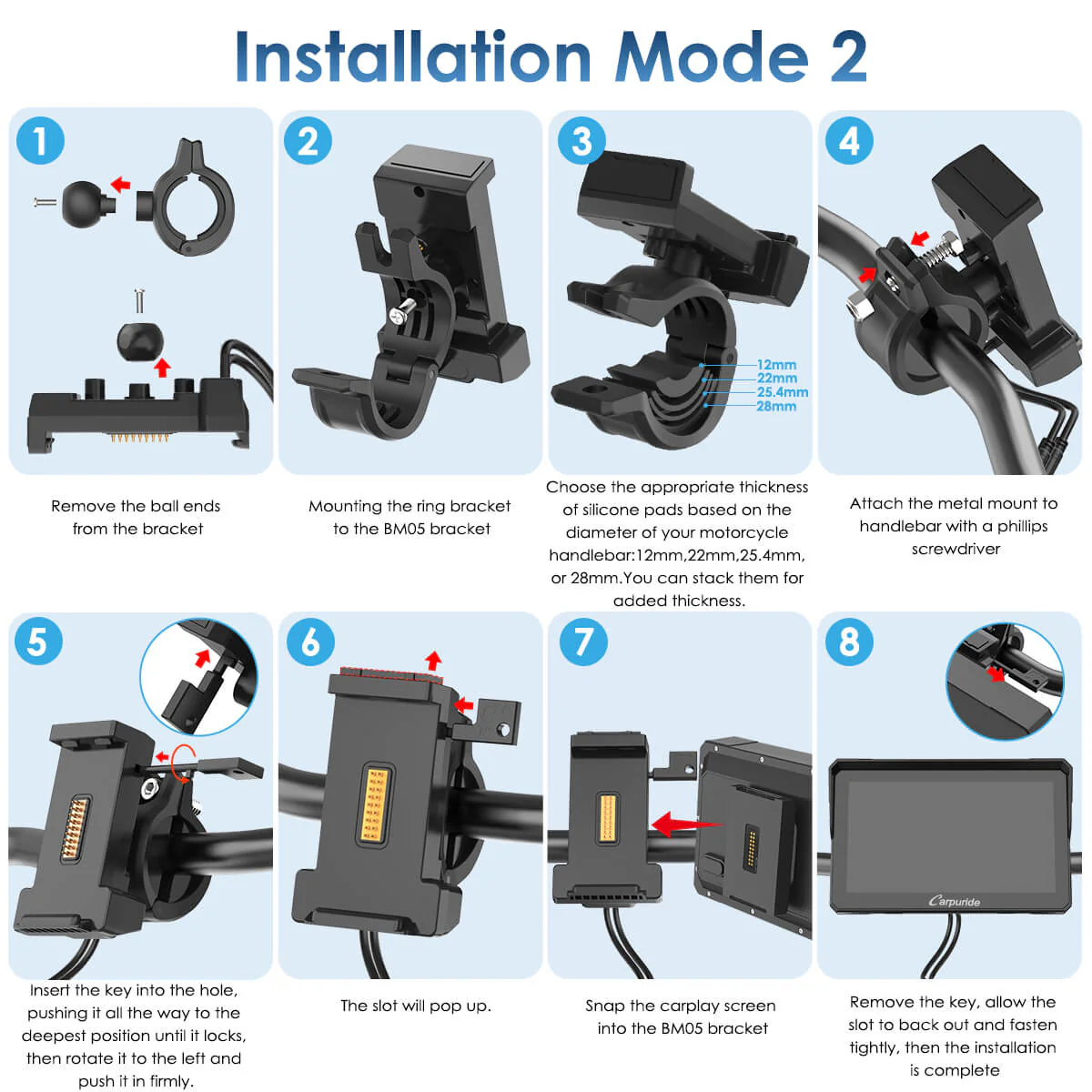 Carpuride W702S Pro/W502S Pro | Universal Motorcycle CarPlay with Optional TPMS & Plug-and-Play BM05 Bracket - Image 10