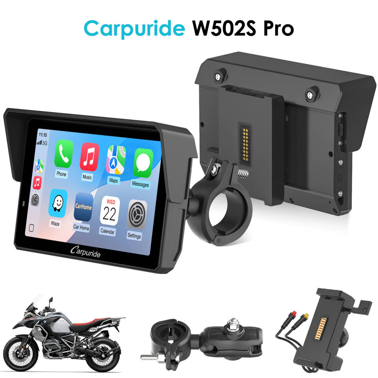 Carpuride W702S Pro/W502S Pro | Universal Motorcycle CarPlay with Optional TPMS & Plug-and-Play BM05 Bracket - Image 12