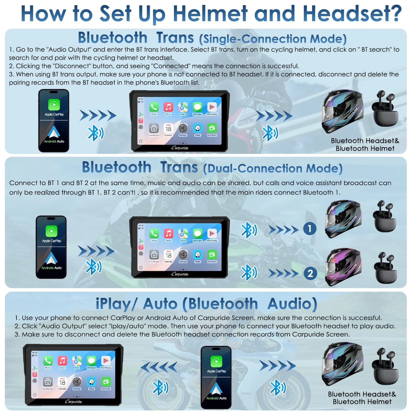 Carpuride W702S Pro/W502S Pro | Universal Motorcycle CarPlay with Optional TPMS & Plug-and-Play BM05 Bracket - Image 6