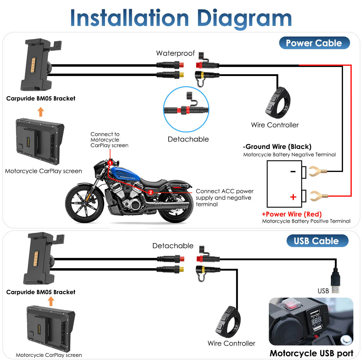 Carpuride W702S Pro/W502S Pro | Universal Motorcycle CarPlay with Optional TPMS & Plug-and-Play BM05 Bracket - Image 8