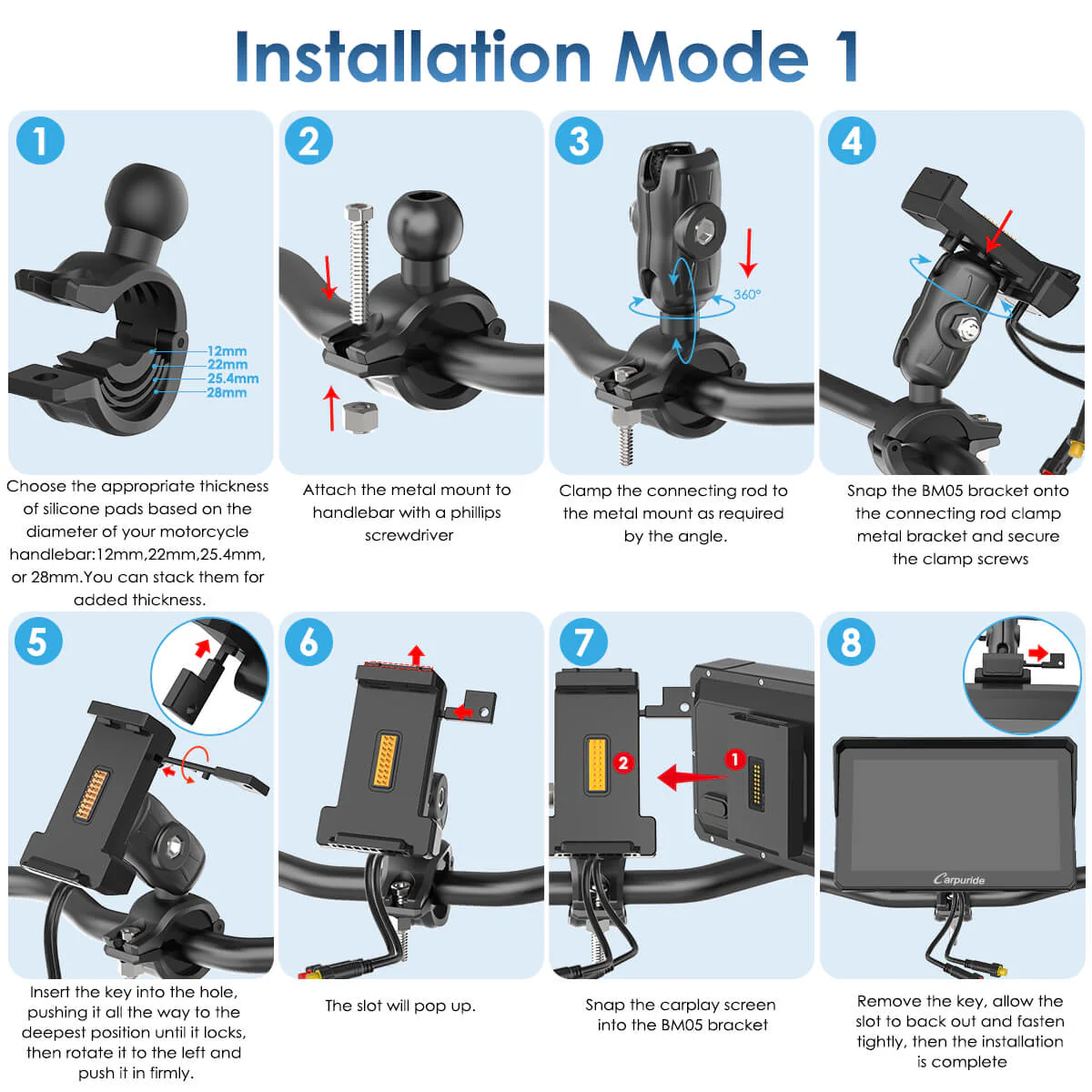 Carpuride W702S Pro/W502S Pro | Universal Motorcycle CarPlay with Optional TPMS & Plug-and-Play BM05 Bracket - Image 9