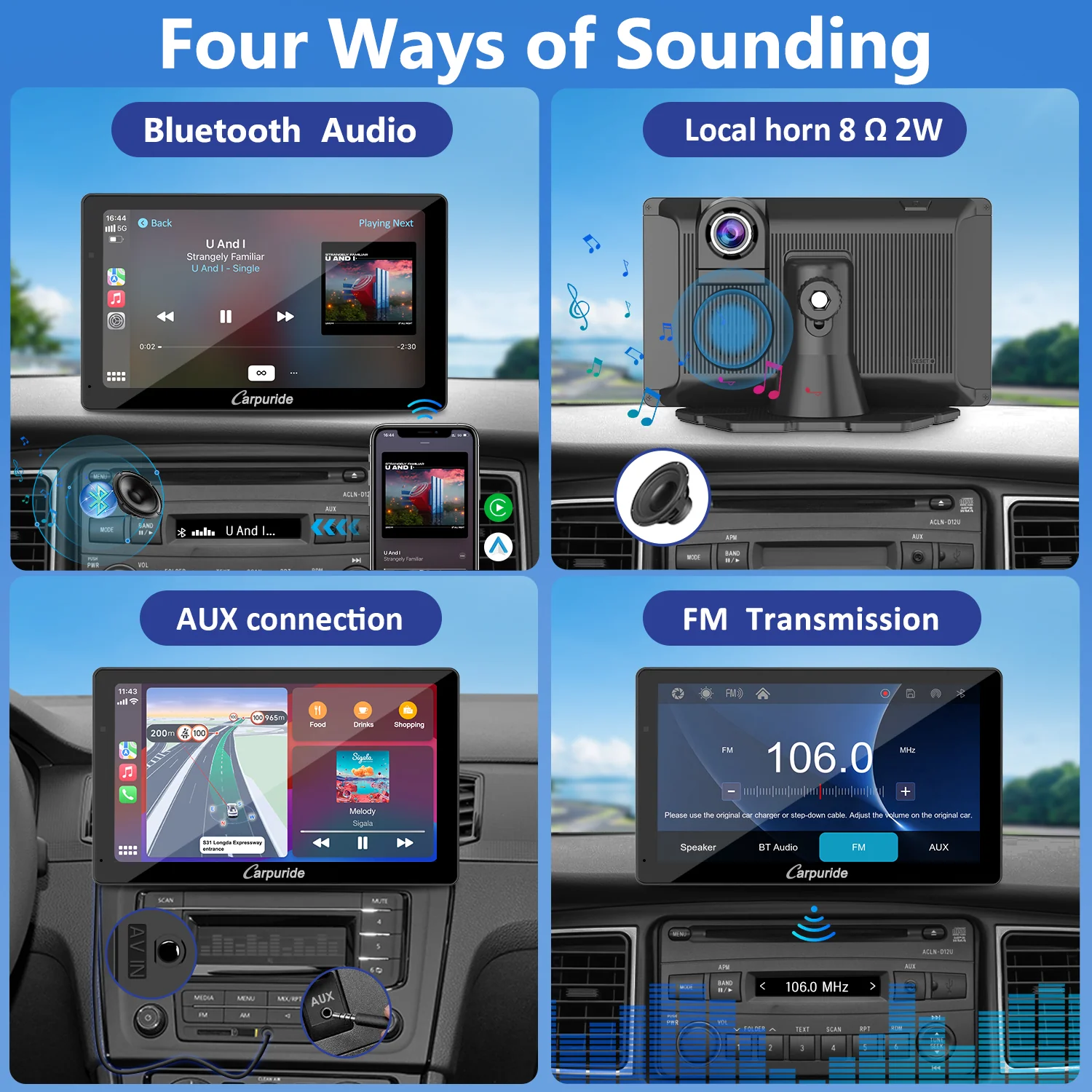 CARPURIDE W703 Portable Smart Multimedia Car Stereo with Dual Cameras and DVR Function - Image 6