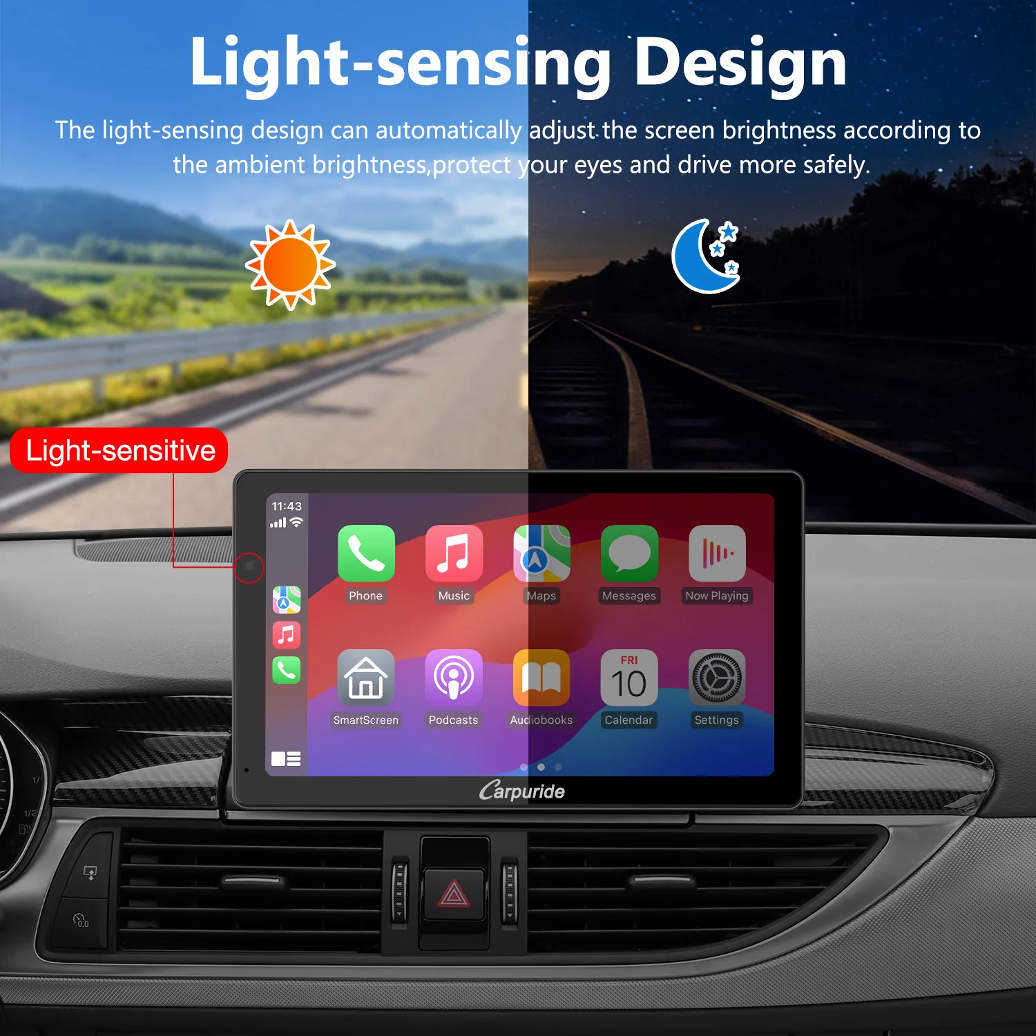 CARPURIDE W703 Portable Smart Multimedia Car Stereo with Dual Cameras and DVR Function - Image 7