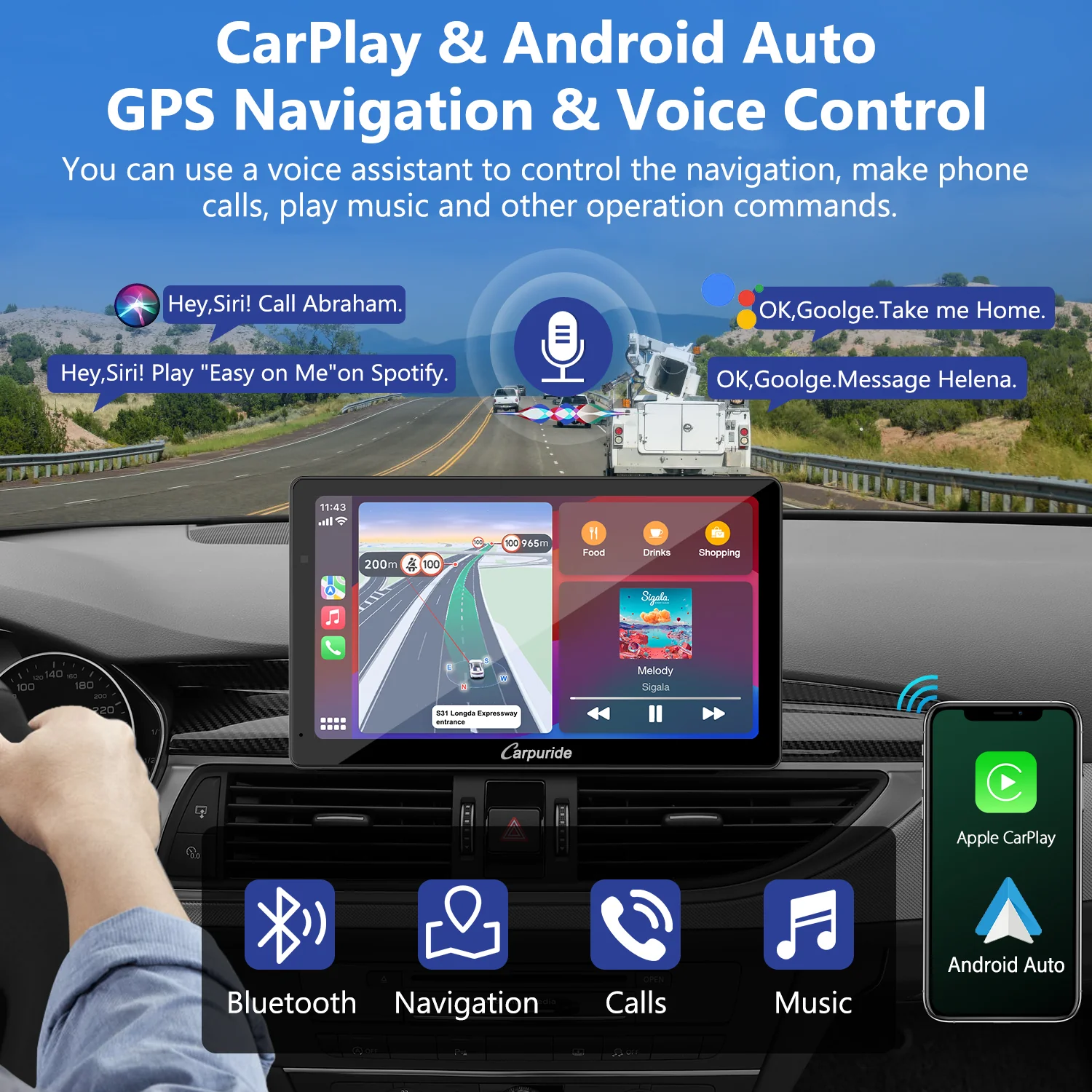CARPURIDE W703 Portable Smart Multimedia Dashboard Console with Front Camera and DVR Function - Image 2