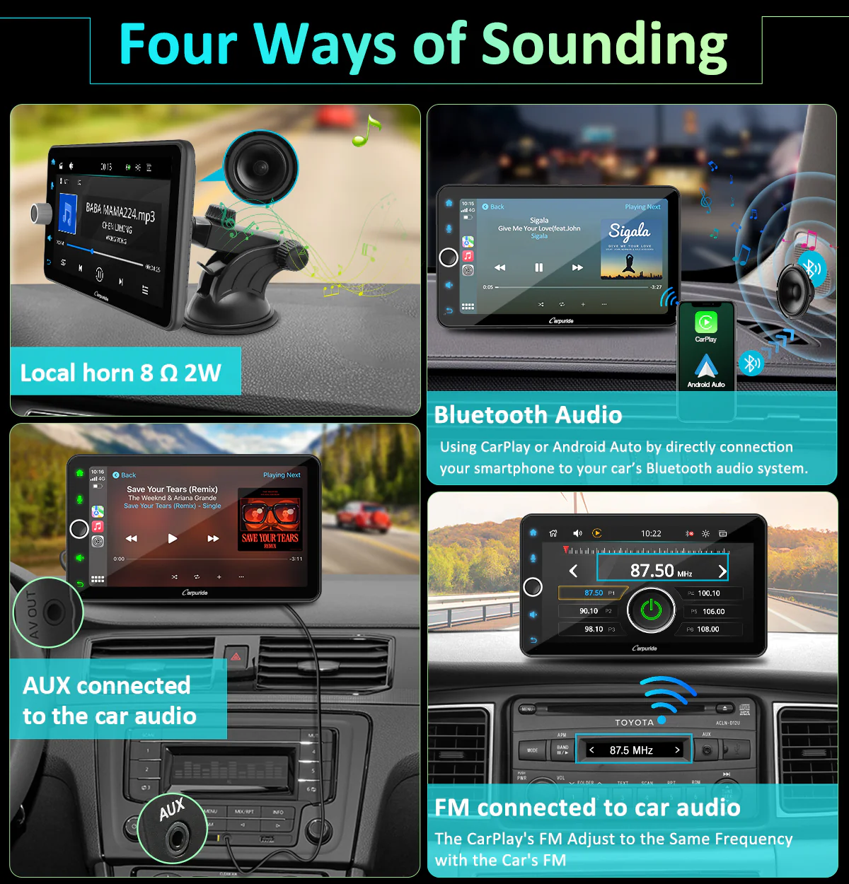 CARPURIDE W706 Multifunctional Portable Navigation, Car Stereo with Carplay and Android Auto, 7" IPS Touch Screen, Google, and Siri Assistant - Image 5