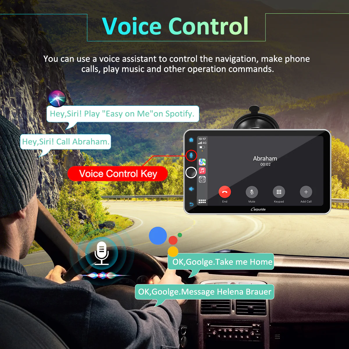 CARPURIDE W706 Wireless Portable Car Stereo Silver Frame - Image 3