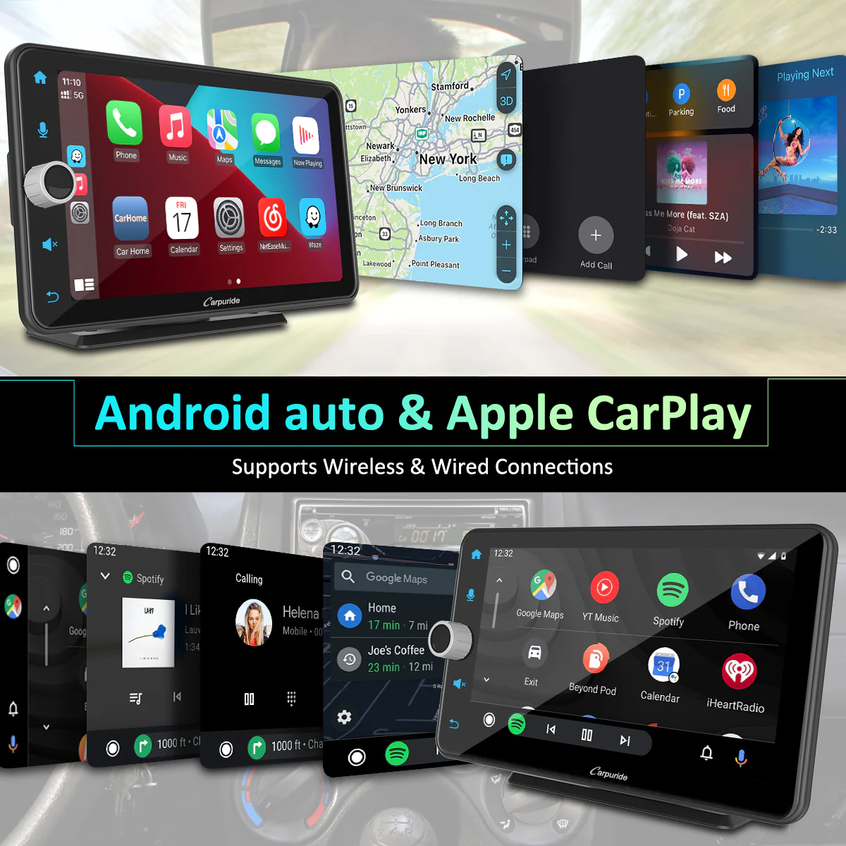 CARPURIDE W706 Wireless Portable Car Stereo with Steering Wheel Control - Image 2