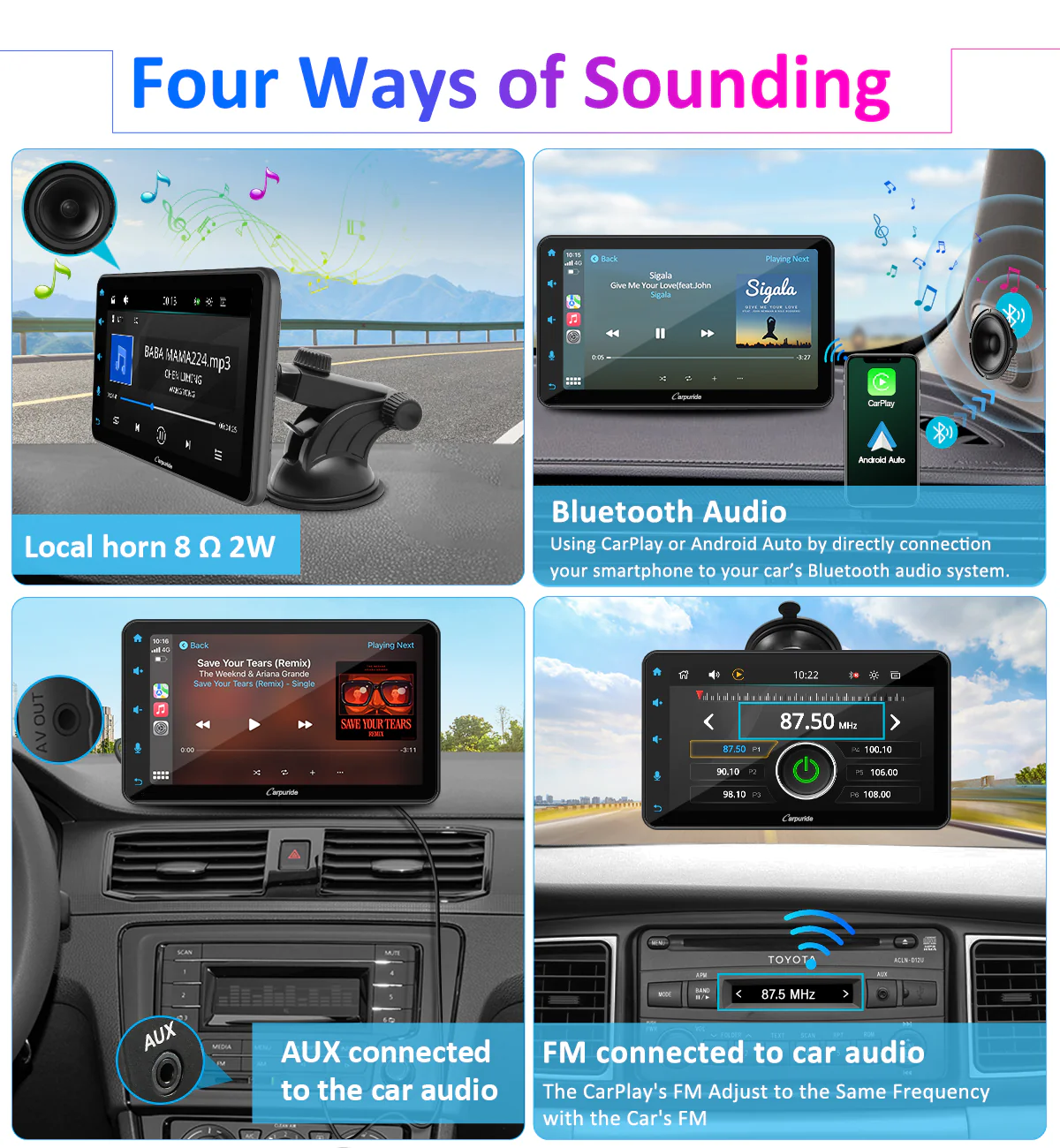 CARPURIDE W707 Wireless Portable Car Stereo - Image 8