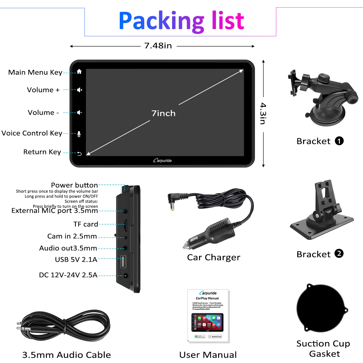 CARPURIDE W707 Wireless Portable Car Stereo - Image 9