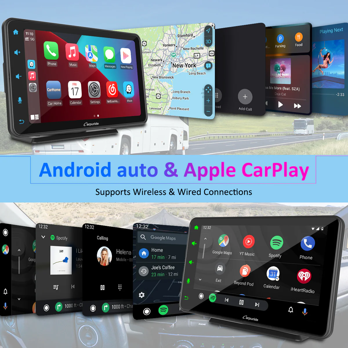 CARPURIDE W707 Wireless Portable Car Stereo with Backup Camera - Image 4