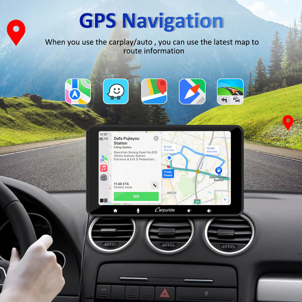 CARPURIDE W708 Pro Portable Smart Multimedia Dual Bluetooth Dashboard Console - Image 4