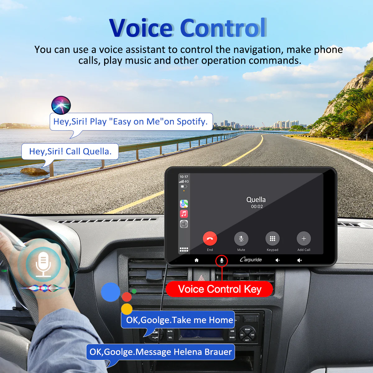 CARPURIDE W708 Pro Portable Smart Multimedia Dual Bluetooth Dashboard Console - Image 5