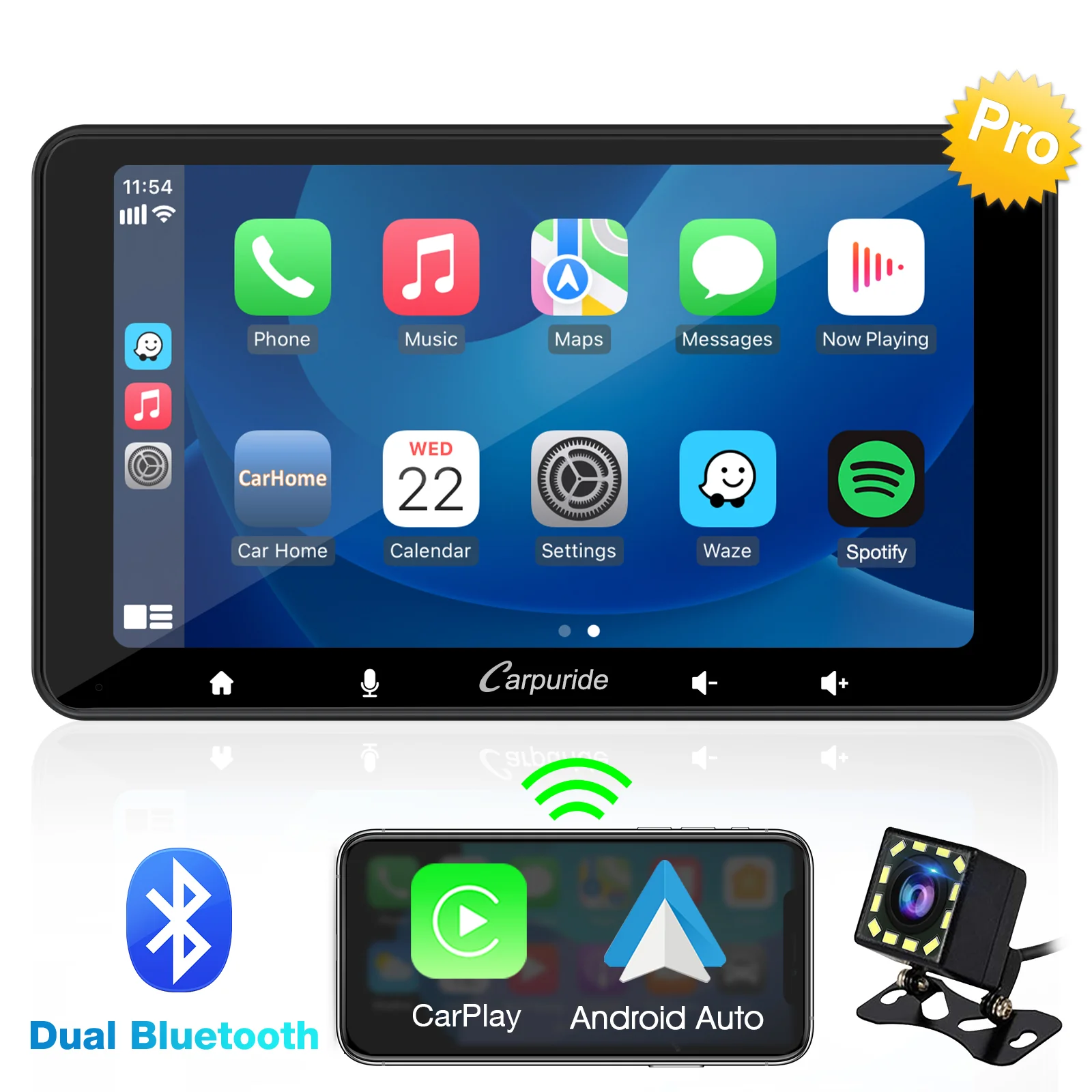CARPURIDE W708 Pro Portable Smart Multimedia Dual Bluetooth Dashboard Console - Image 13