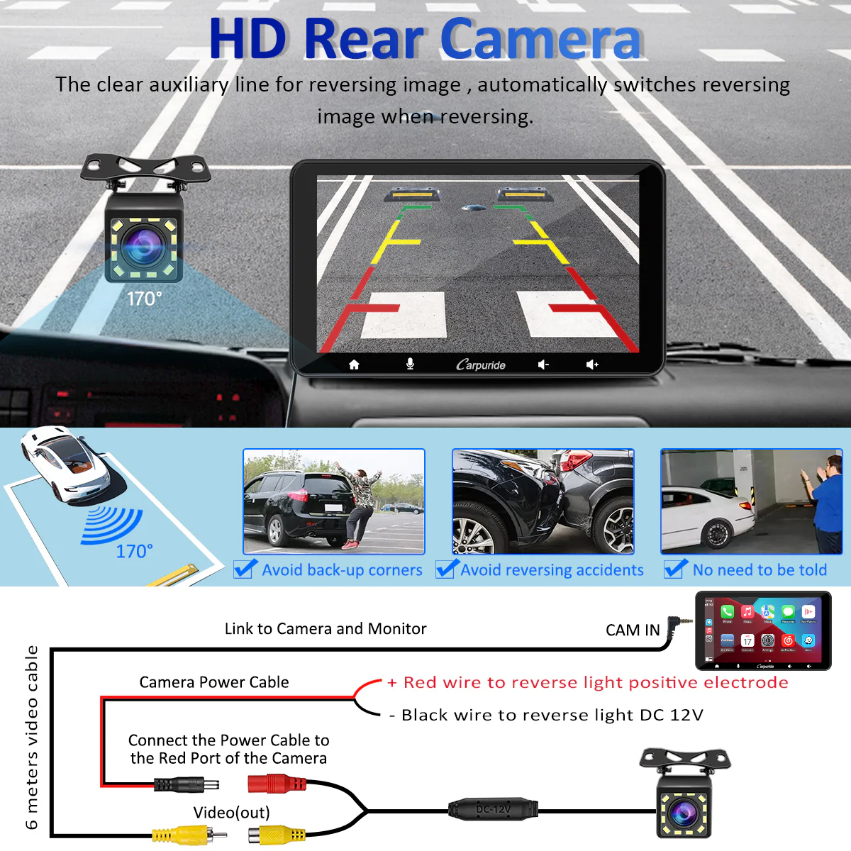 CARPURIDE W708 Pro Portable Smart Multimedia Dual Bluetooth Dashboard Console With Backup Camera - Image 11