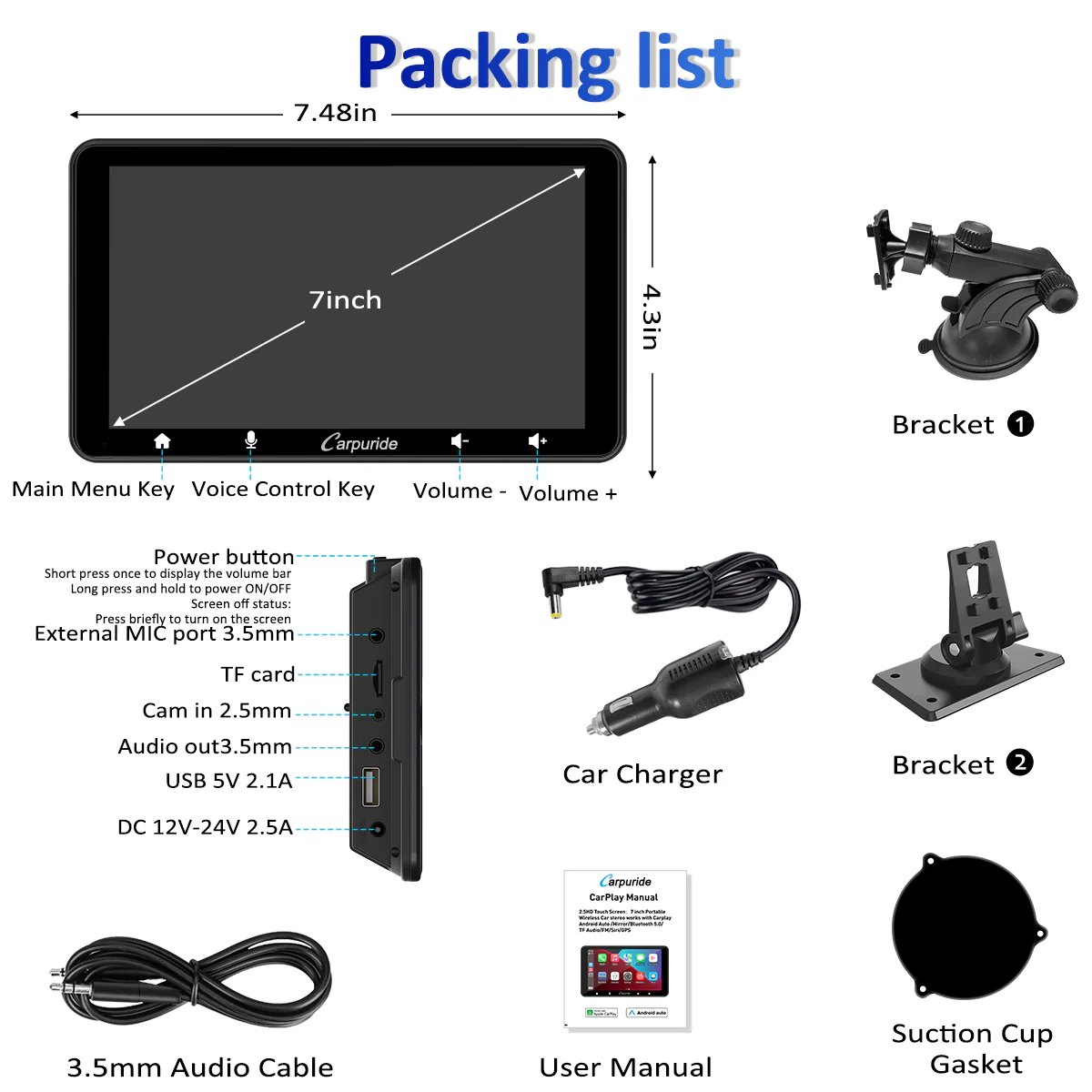 CARPURIDE W708 Wireless Portable Car Stereo - Image 11