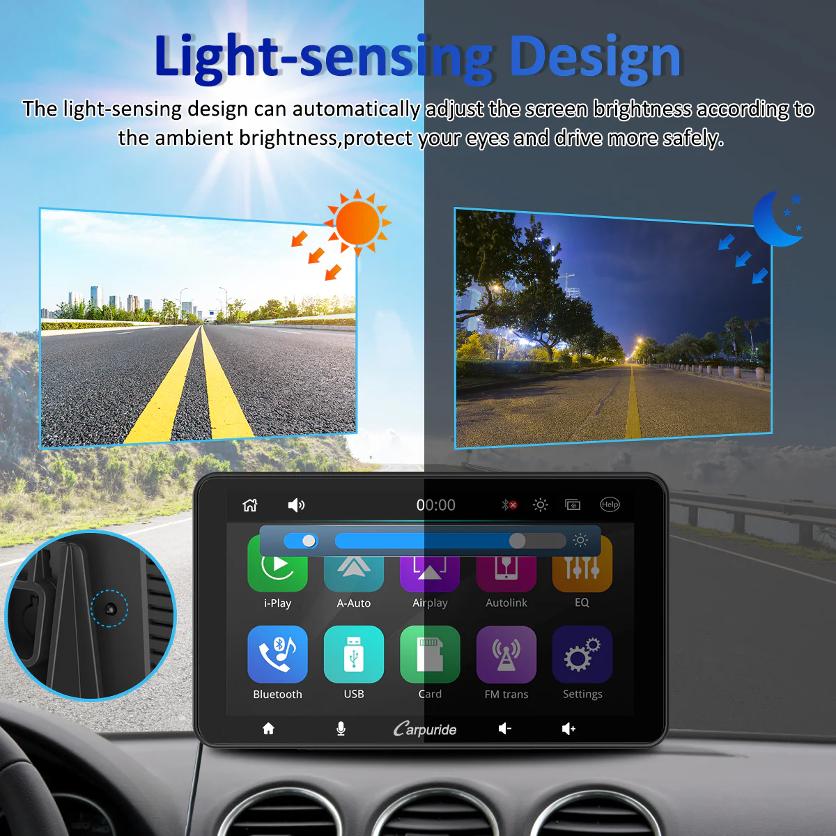 CARPURIDE W708 Wireless Portable Car Stereo with Steering Wheel Control - Image 5